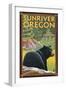 Black Bear in Forest, Sun River, Oregon-Lantern Press-Framed Art Print