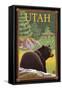 Black Bear in Forest - Utah-Lantern Press-Framed Stretched Canvas