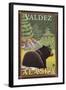 Black Bear in Forest, Valdez, Alaska-Lantern Press-Framed Art Print