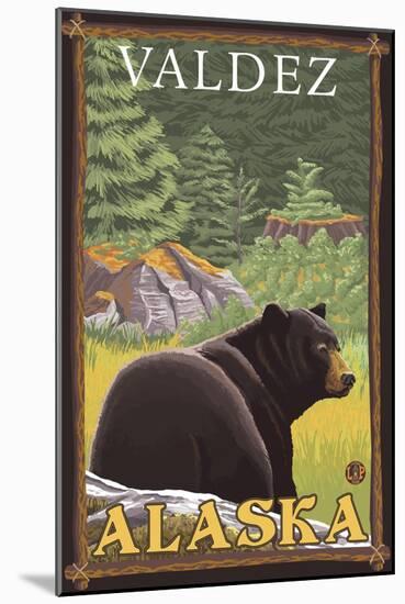 Black Bear in Forest, Valdez, Alaska-Lantern Press-Mounted Art Print