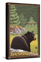 Black Bear in Forest, Washington-Lantern Press-Stretched Canvas