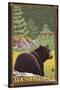 Black Bear in Forest, Washington-Lantern Press-Stretched Canvas