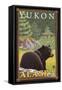 Black Bear in Forest, Yukon, Alaska-Lantern Press-Framed Stretched Canvas
