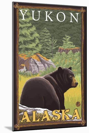 Black Bear in Forest, Yukon, Alaska-Lantern Press-Mounted Art Print