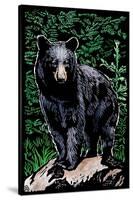 Black Bear - Scratchboard-Lantern Press-Stretched Canvas