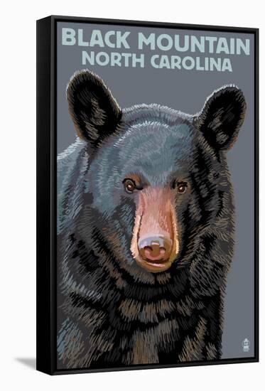 Black Bear Up Close - Black Mountain, North Carolina-Lantern Press-Framed Stretched Canvas