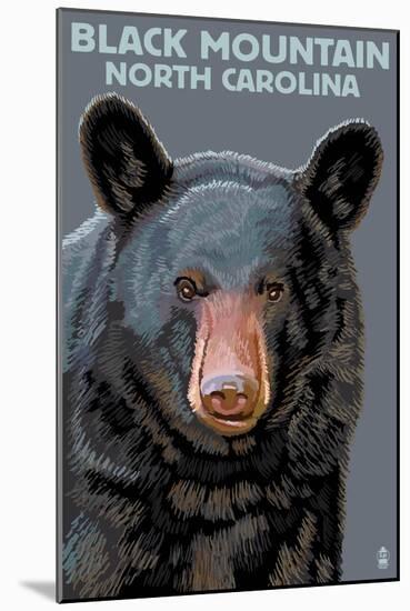 Black Bear Up Close - Black Mountain, North Carolina-Lantern Press-Mounted Art Print