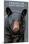 Black Bear Up Close - Franklin, North Carolina-Lantern Press-Mounted Art Print