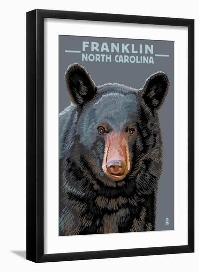 Black Bear Up Close - Franklin, North Carolina-Lantern Press-Framed Art Print