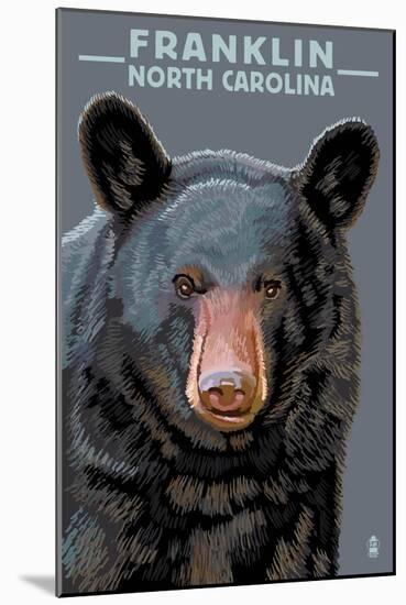 Black Bear Up Close - Franklin, North Carolina-Lantern Press-Mounted Art Print