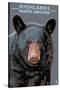 Black Bear Up Close - Highlands, North Carolina-Lantern Press-Stretched Canvas