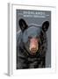 Black Bear Up Close - Highlands, North Carolina-Lantern Press-Framed Art Print