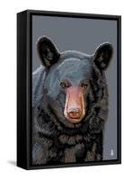 Black Bear Up Close-Lantern Press-Framed Stretched Canvas