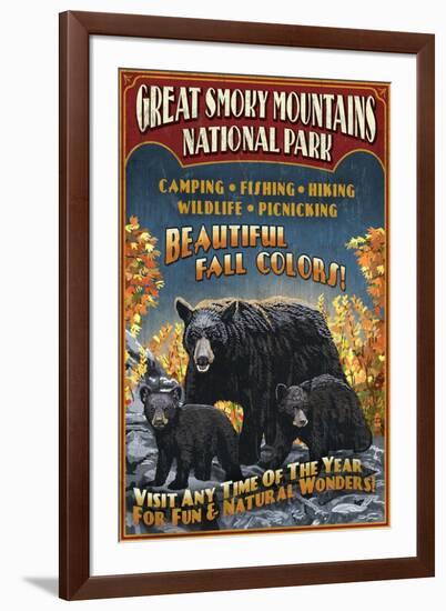 Black Bears - Great Smoky Mountain National Park, Tennessee-Lantern Press-Framed Art Print