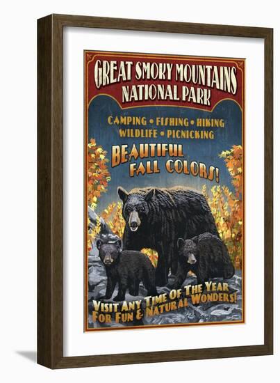 Black Bears - Great Smoky Mountain National Park, Tennessee-Lantern Press-Framed Art Print