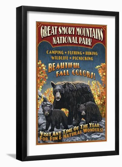 Black Bears - Great Smoky Mountain National Park, Tennessee-Lantern Press-Framed Art Print