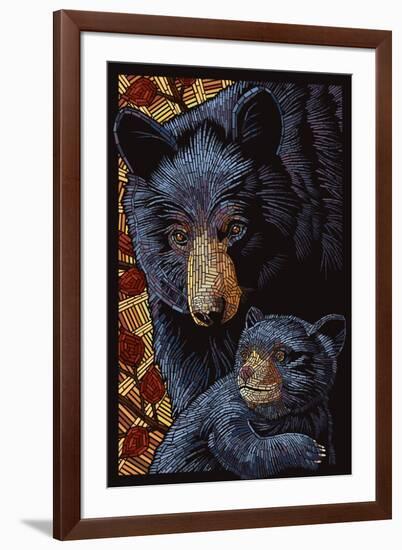 Black Bears - Paper Mosaic-Lantern Press-Framed Art Print