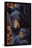 Black Bears - Paper Mosaic-Lantern Press-Framed Stretched Canvas