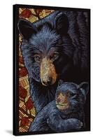 Black Bears - Paper Mosaic-Lantern Press-Stretched Canvas