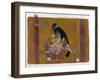 Black Bird on Bronzed Flower 10-Maria Pietri Lalor-Framed Giclee Print