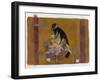 Black Bird on Bronzed Flower 10-Maria Pietri Lalor-Framed Giclee Print