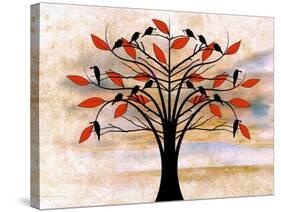 Black Birds on Tree-Ata Alishahi-Stretched Canvas