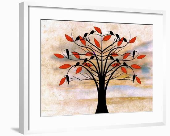 Black Birds on Tree-Ata Alishahi-Framed Giclee Print