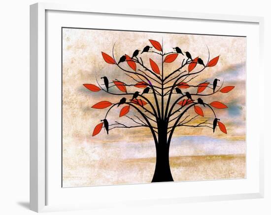 Black Birds on Tree-Ata Alishahi-Framed Giclee Print