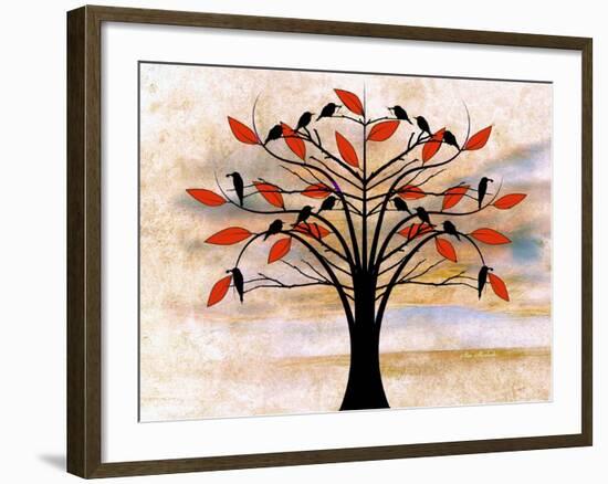 Black Birds on Tree-Ata Alishahi-Framed Giclee Print