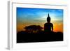 Black Buddha Silhouette atDusk-null-Framed Art Print