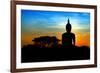 Black Buddha Silhouette atDusk-null-Framed Art Print