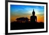 Black Buddha Silhouette atDusk-null-Framed Art Print