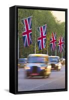 Black Cabs Along the Mall with Union Jack Flags, London, England, United Kingdom, Europe-Stuart Black-Framed Stretched Canvas