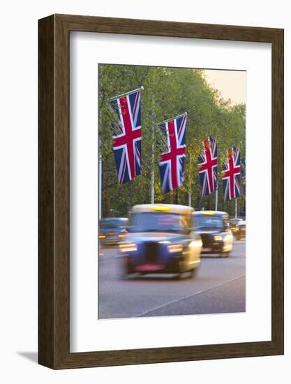 Black Cabs Along the Mall with Union Jack Flags, London, England, United Kingdom, Europe-Stuart Black-Framed Photographic Print