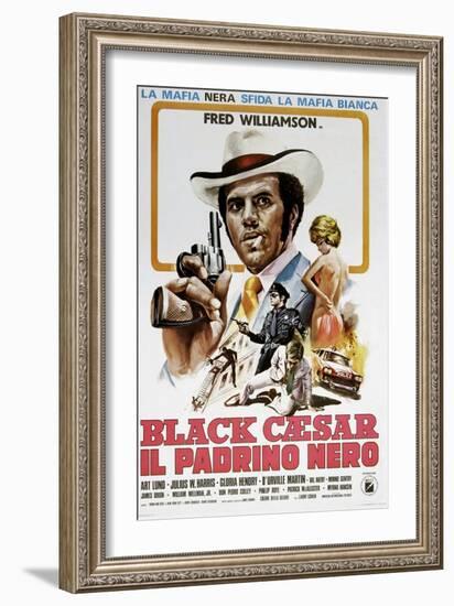 Black Caesar, (aka Il Padrino Nero), Italian poster, Fred Williamson, 1973-null-Framed Art Print