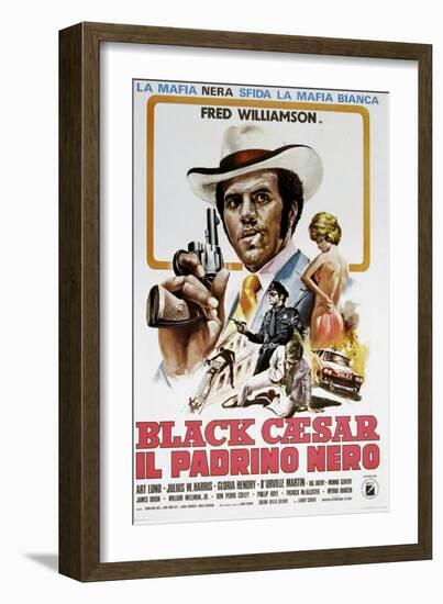 Black Caesar, (aka Il Padrino Nero), Italian poster, Fred Williamson, 1973-null-Framed Art Print
