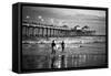 Black California Series - Huntington Beach Surf City-Philippe Hugonnard-Framed Stretched Canvas