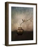 Black Capped Chickadee on a Vase-Jai Johnson-Framed Giclee Print