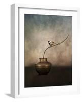 Black Capped Chickadee on a Vase-Jai Johnson-Framed Giclee Print