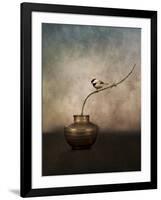 Black Capped Chickadee on a Vase-Jai Johnson-Framed Giclee Print