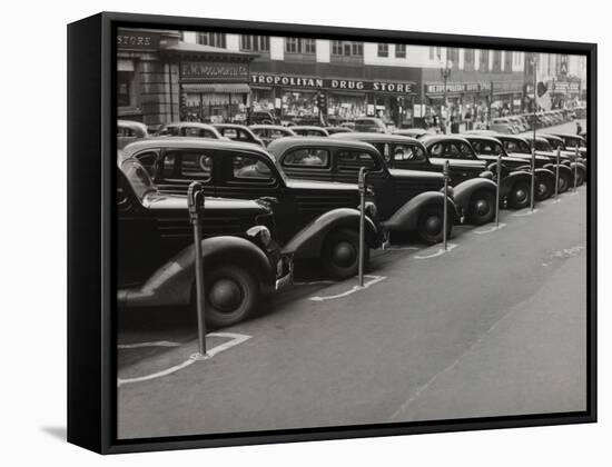 Black Cars and Meters, Omaha, Nebraska, c.1938-John Vachon-Framed Stretched Canvas