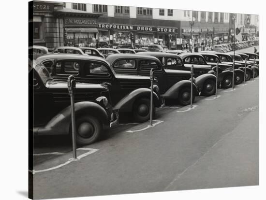 Black Cars and Meters, Omaha, Nebraska, c.1938-John Vachon-Stretched Canvas