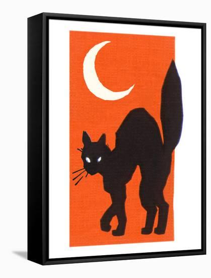 Black Cat and Moon-null-Framed Stretched Canvas