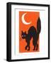 Black Cat and Moon-null-Framed Art Print