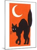 Black Cat and Moon-null-Mounted Art Print