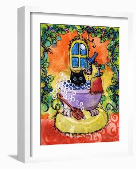 Black Cat Bath-sylvia pimental-Framed Art Print