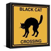 Black Cat Crossing-Tina Lavoie-Framed Stretched Canvas