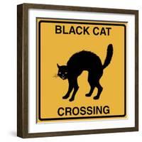 Black Cat Crossing-Tina Lavoie-Framed Giclee Print