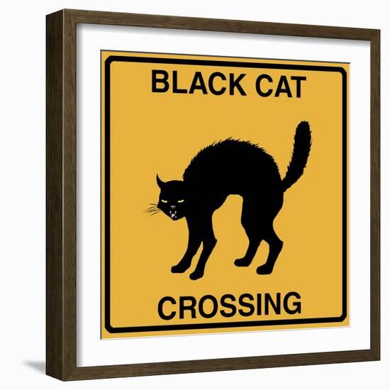 Black Cat Crossing-Tina Lavoie-Framed Giclee Print