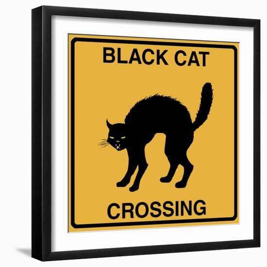 Black Cat Crossing-Tina Lavoie-Framed Giclee Print